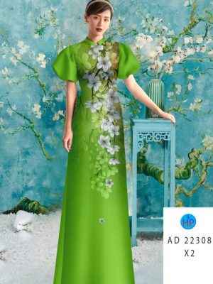 Vải Áo Dài Hoa In 3D AD 22308 20